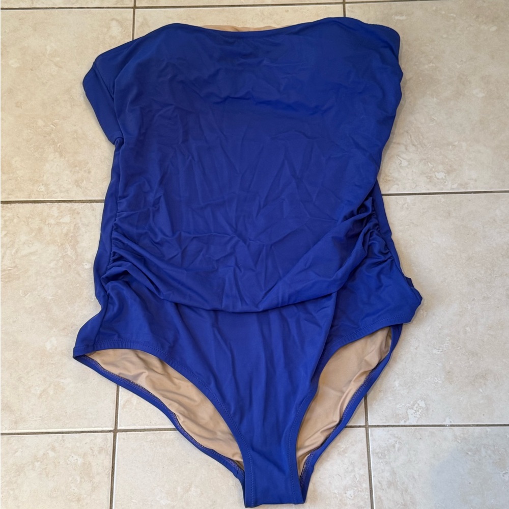 j crew size XL royal blue strapless‎ swimsuit